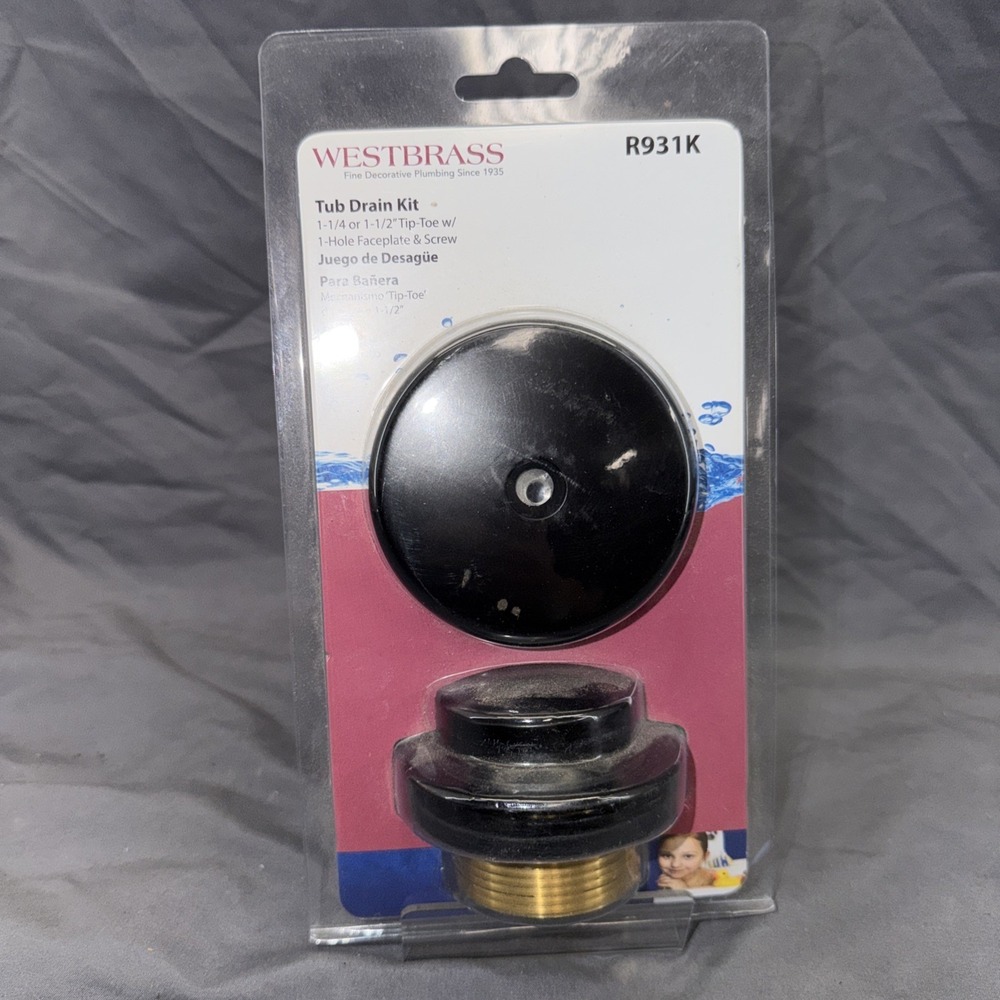 Westbrass Universal Tip-Toe Tub Drain Trim Kit Matte Black R931K-62 B201